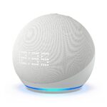 Echo Dot mit Uhr (5. Gen., 2022) | Smarter WLAN- und Bluetooth-Lautsprecher mit Uhr und Alexa und mit gigantischem, sattem Klang | Weiß  